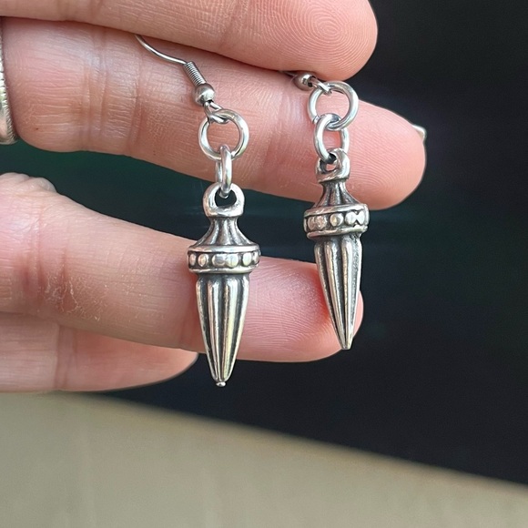 Cuban chain stainless steel with dangly spikes gothic charm choker necklace set - Picture 3 of 9